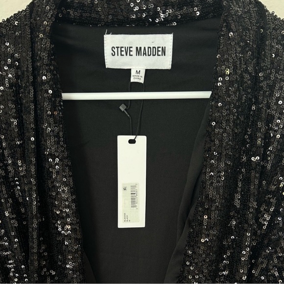 NWT - Steve Madden Black Showstopper Sequin Embellished Duster - Size Me… - Picture 5 of 5